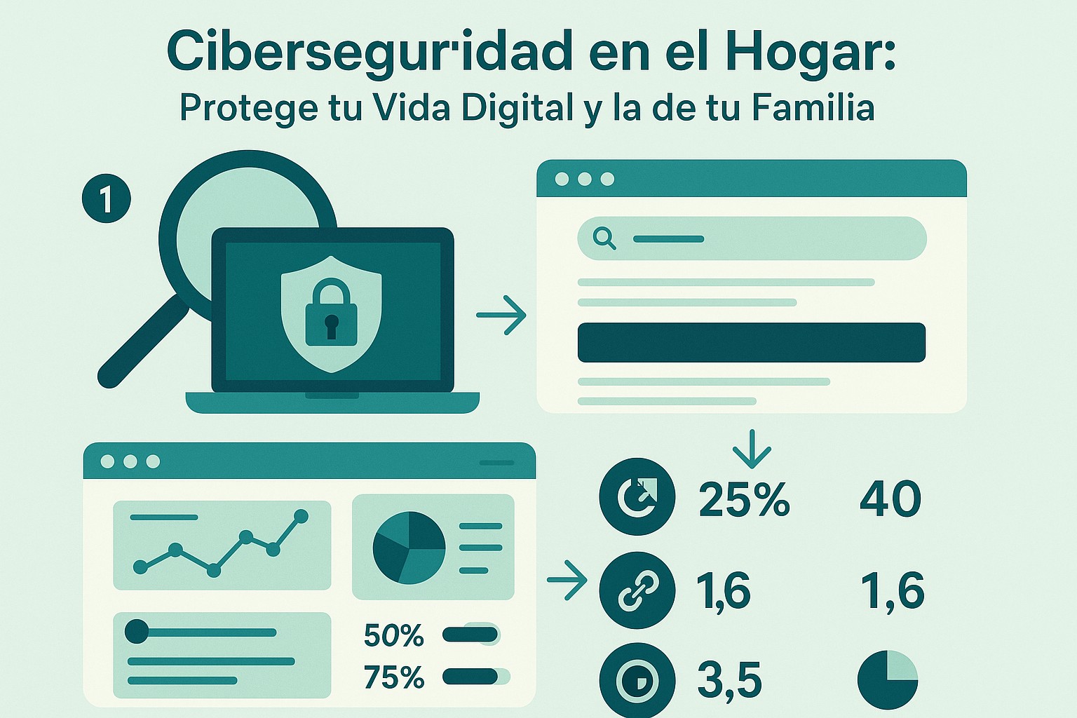 Infografía: conceptos clave de Ciberseguridad en el Hogar: Protege tu Vida Digital y la de tu Familia