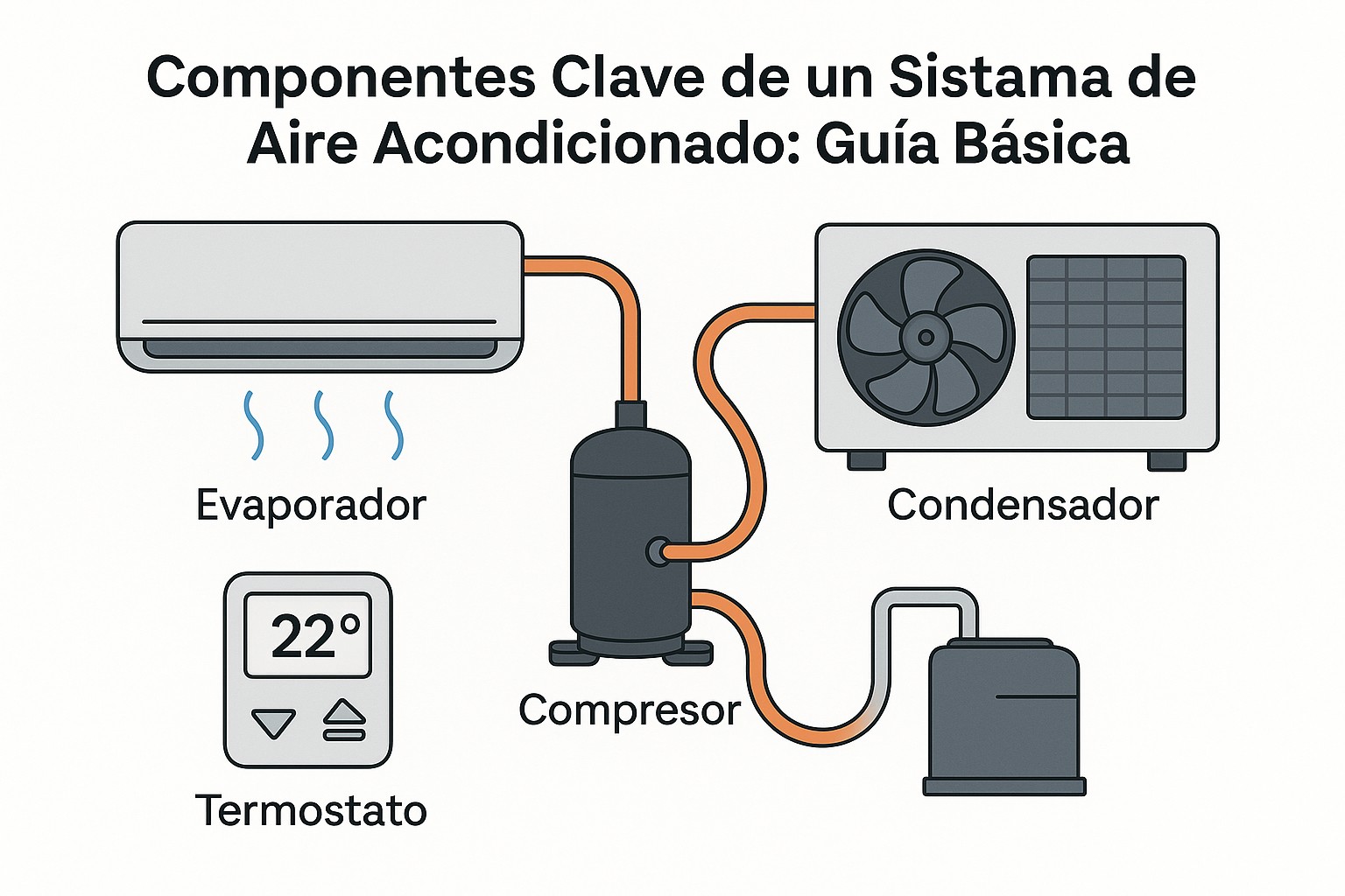 Ilustración sobre componentes clave sistema ac