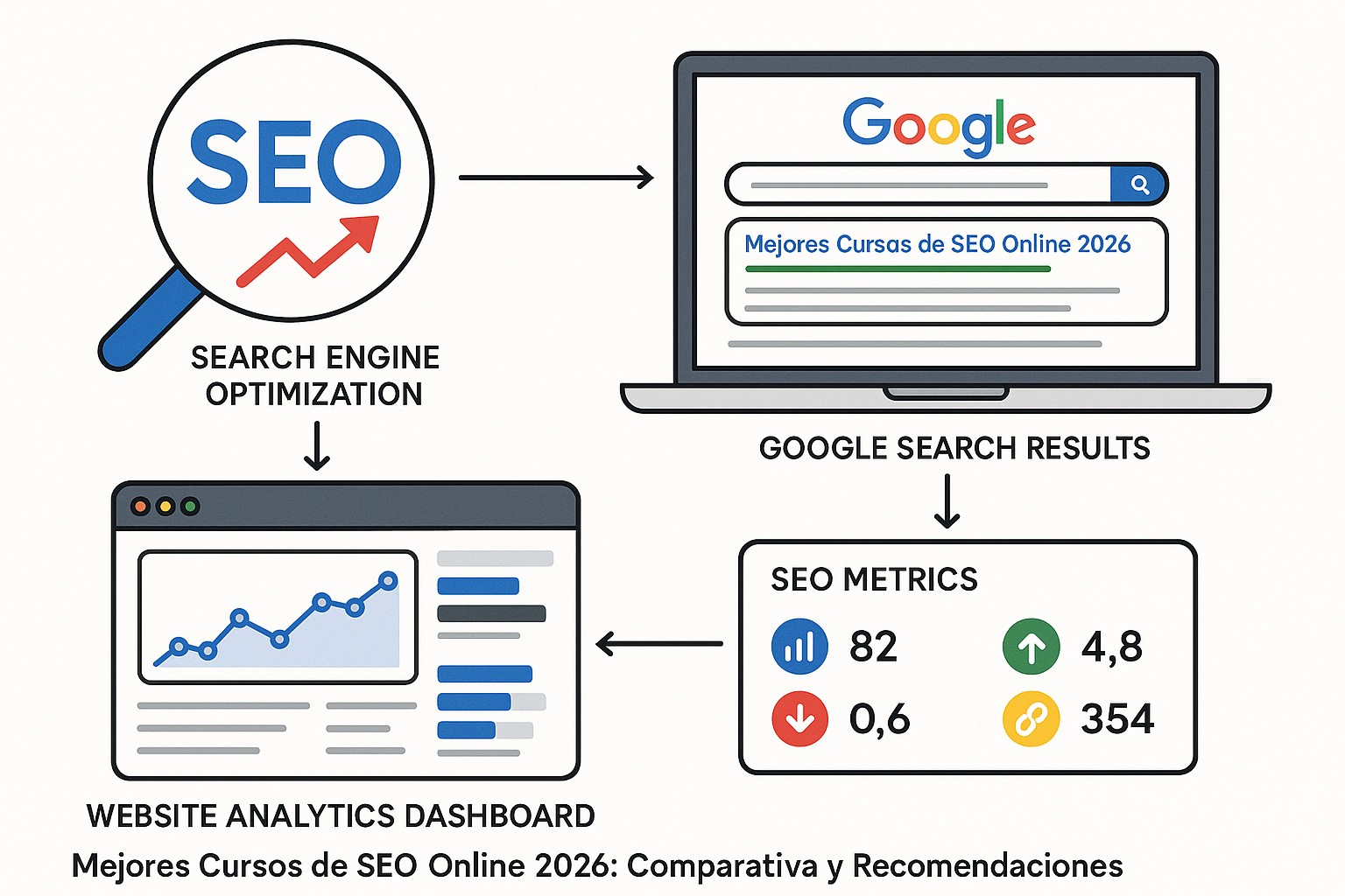 Diagrama sobre curso seo online comparativa