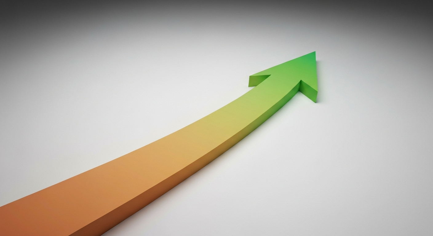 Arrow visually representing a 30% reduction in skills gap; wide base narrows upwards.