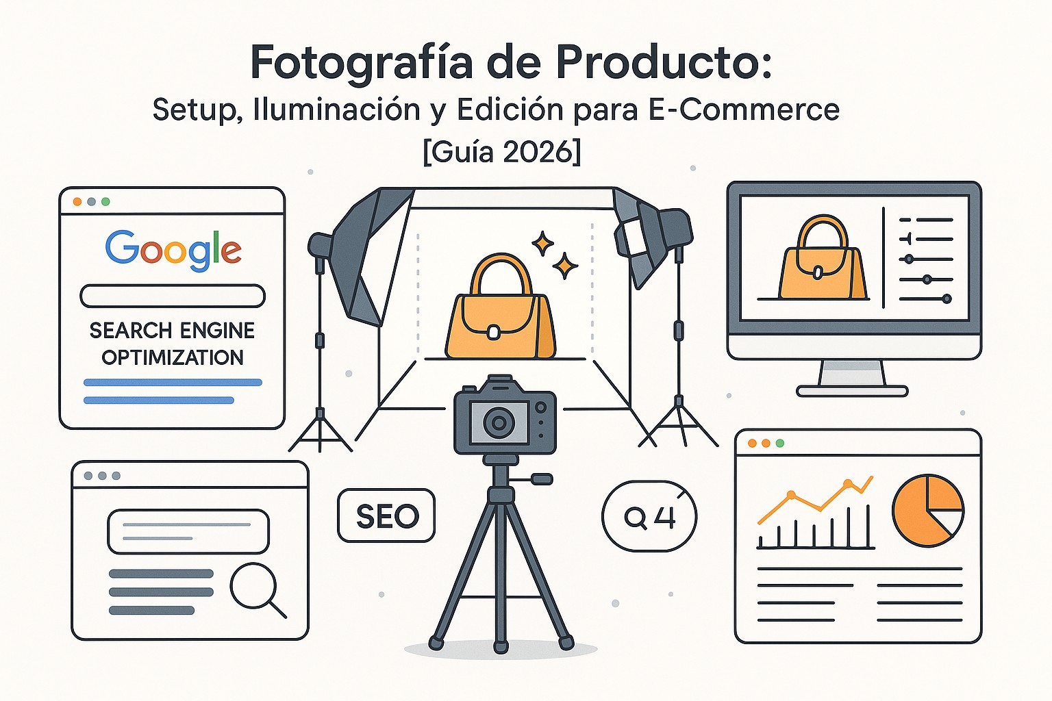 Ilustración sobre fotografia de producto guia