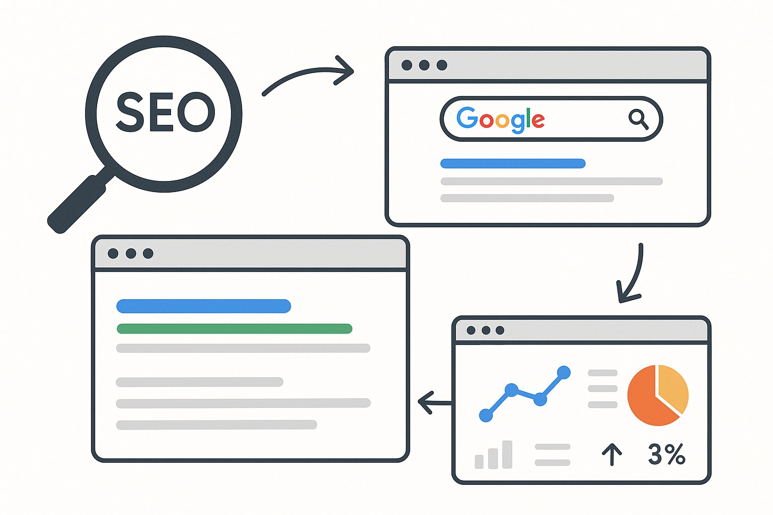 Ilustración sobre google analytics 4 empezar