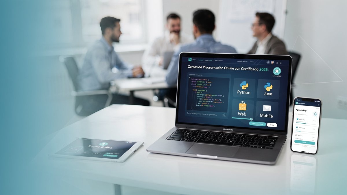 Programador aprendiendo cursos de programaci&oacute;n online en laptop