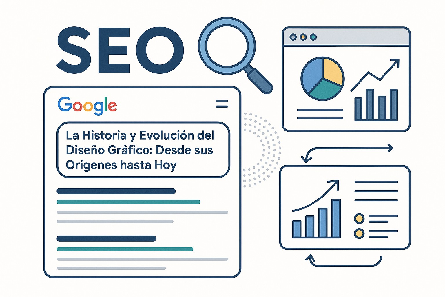 Ilustración sobre historia evolucion diseno grafico