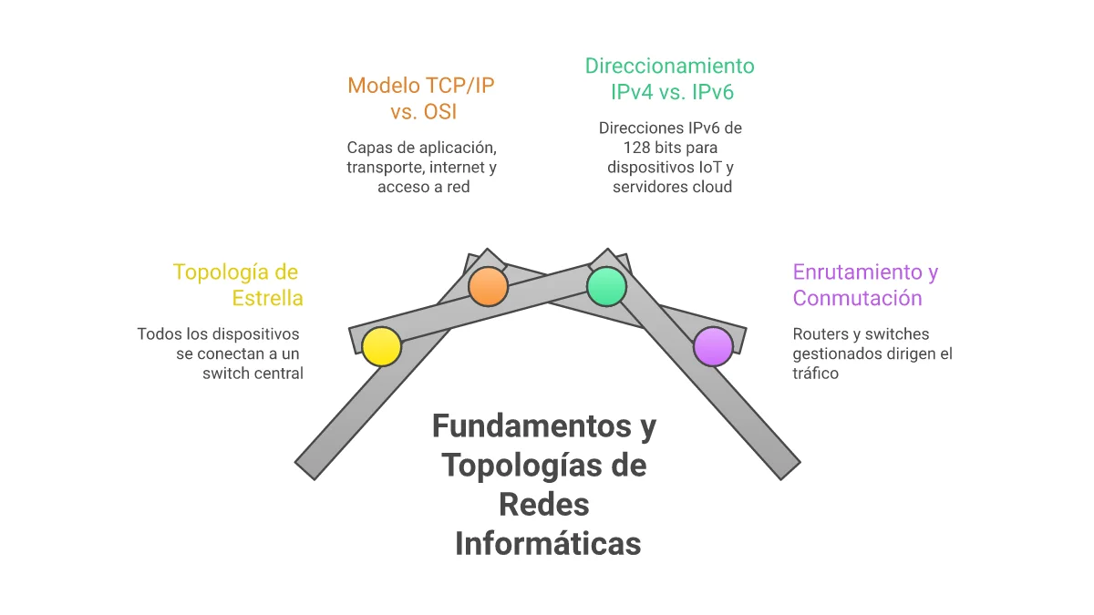 Infografía Fundamentos de Redes Informáticas y Topologías 2026