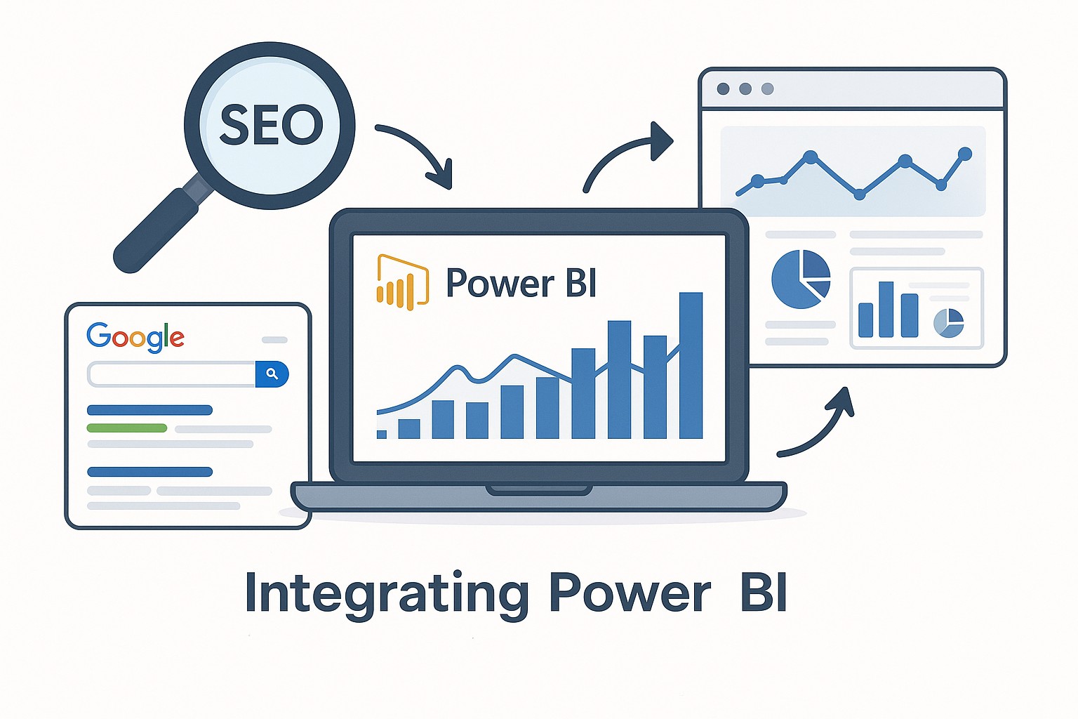 Representación visual de la API de Power BI conectando diferentes servicios en la nube