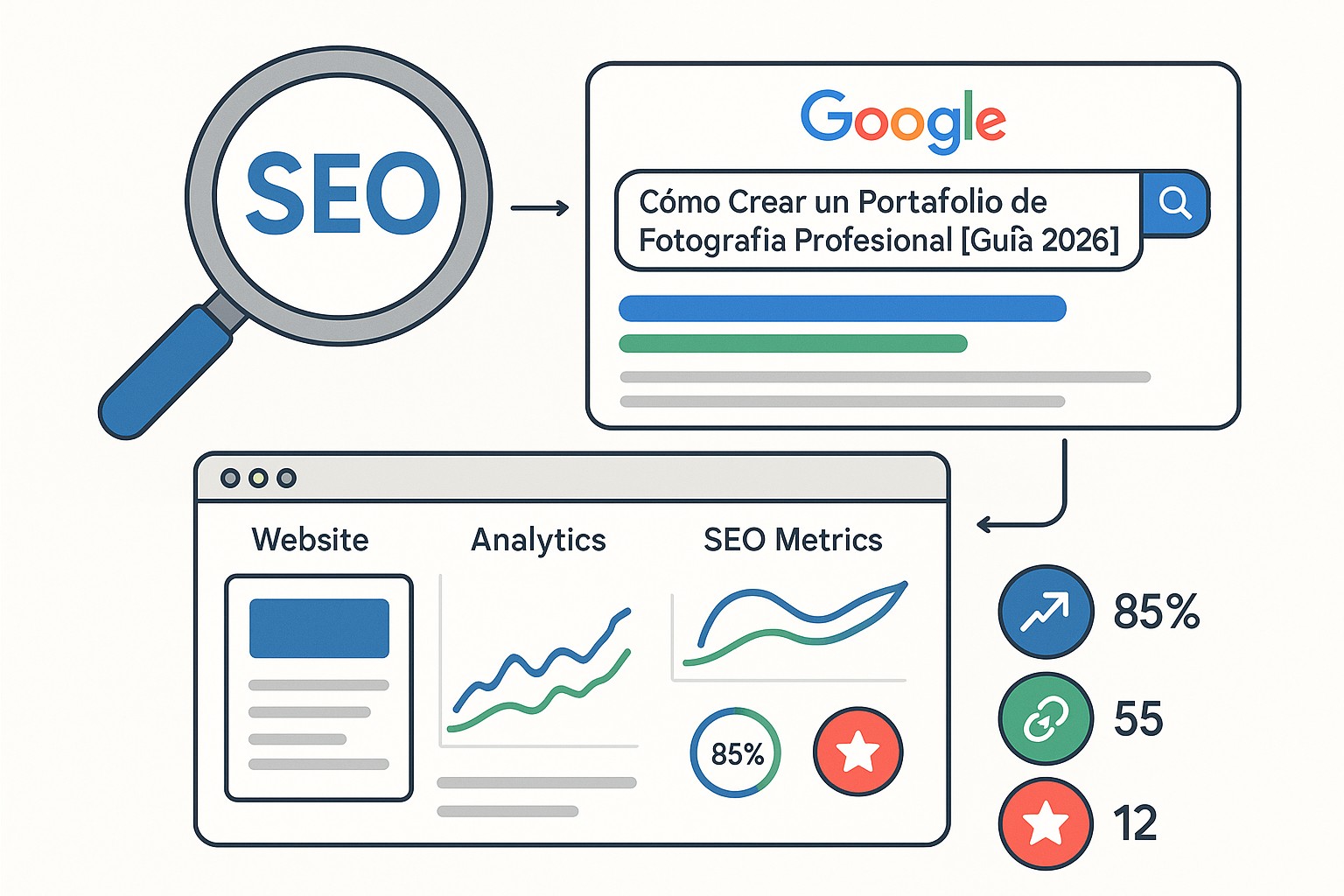 Diagrama sobre portafolio fotografia guia