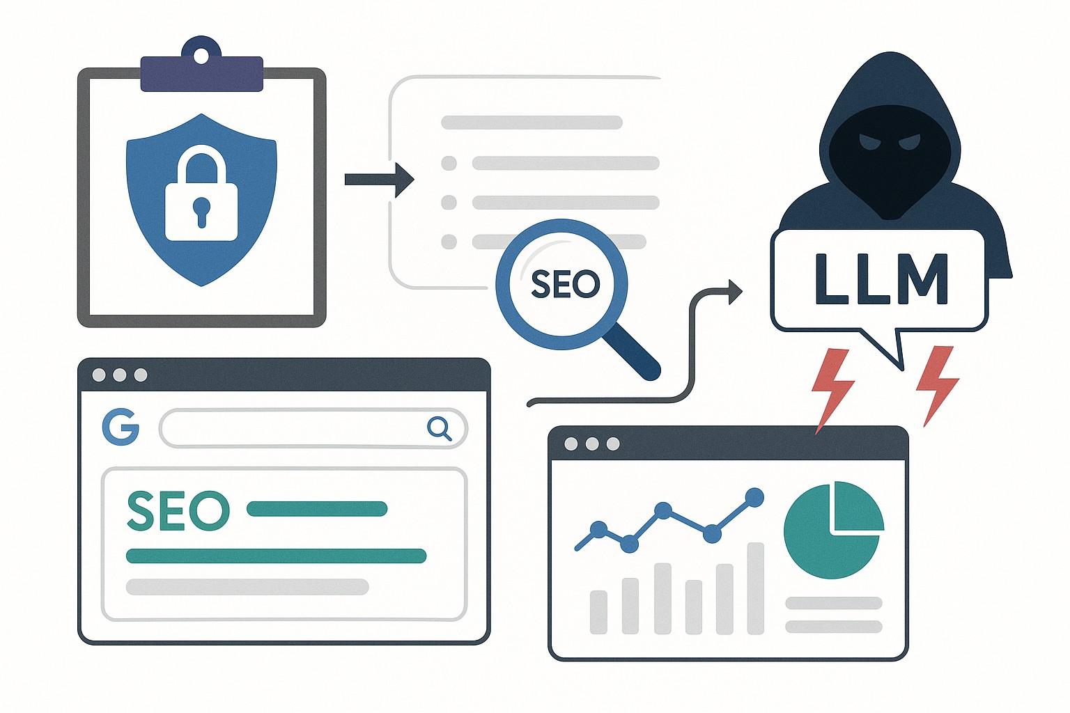 Ilustración de un sistema de LLM con capas de seguridad de prompt engineering