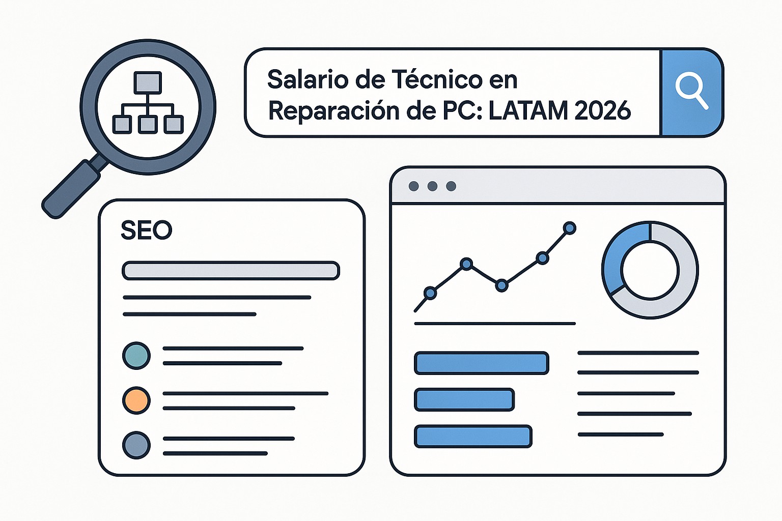 Ilustración sobre salario tecnico reparacion pc