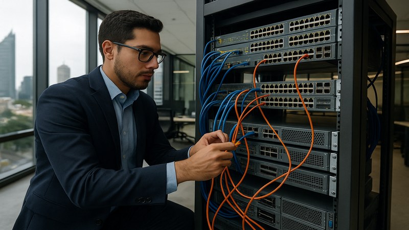 T&eacute;cnico en TI trabajando en infraestructura de redes en CDMX
